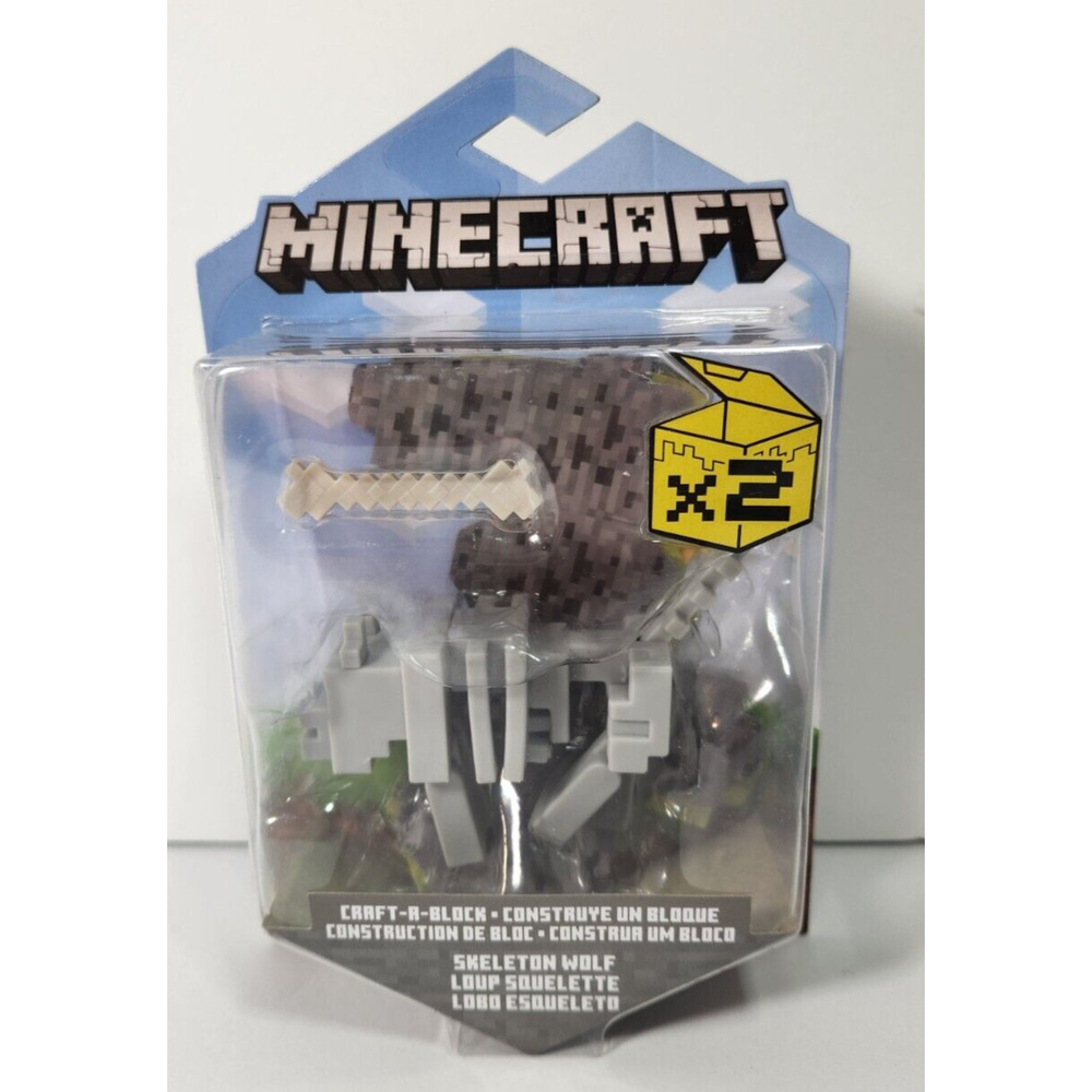 Minecraft Craft-a-Block Action Figure Skeleton Wolf 2021 Bone 2 Paper Blocks
